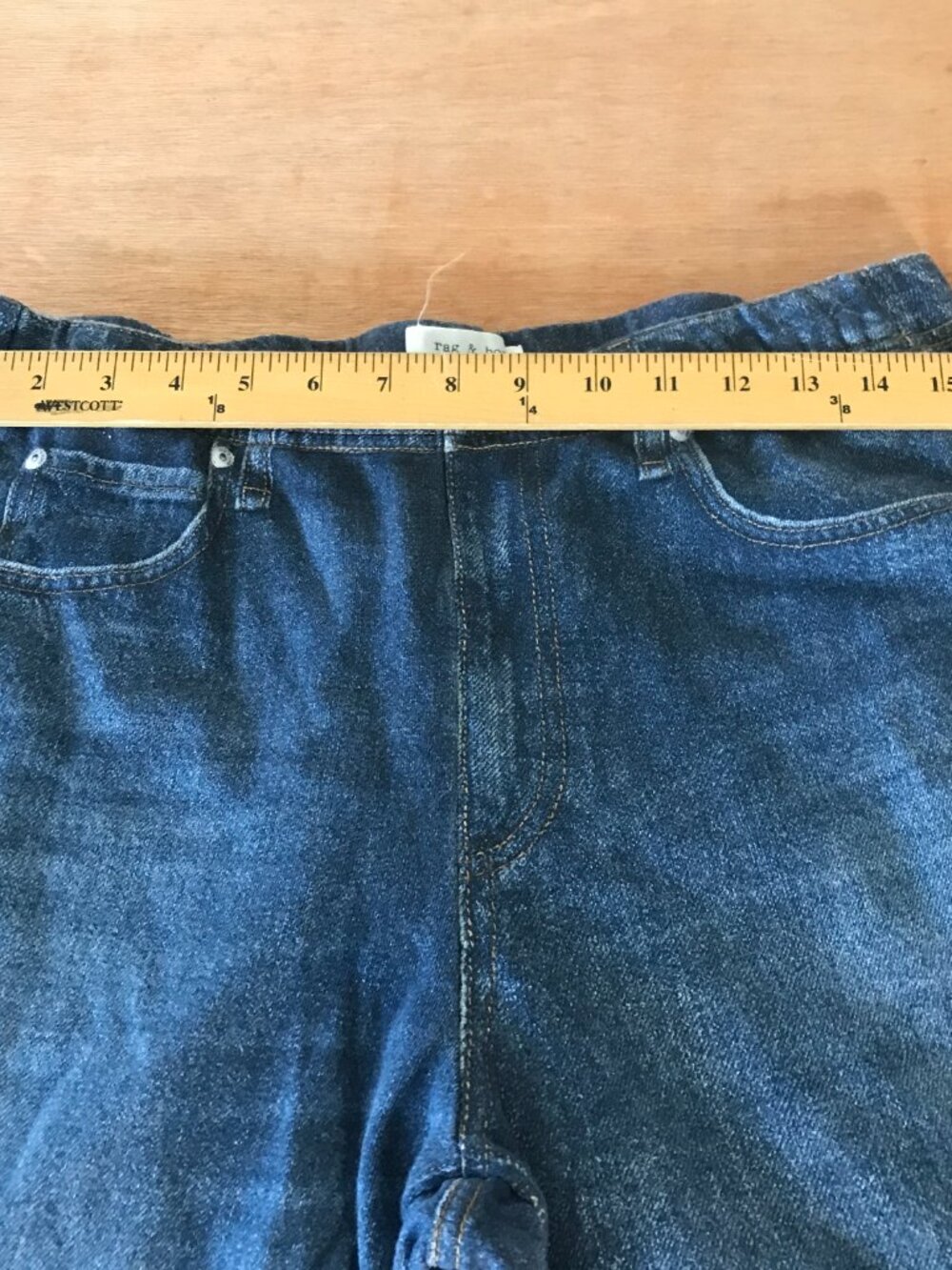 Rag & Bone Miramar Wide Leg Pants Women L Blue High Rise Pocket Pull On Stretch - Picture 10 of 14